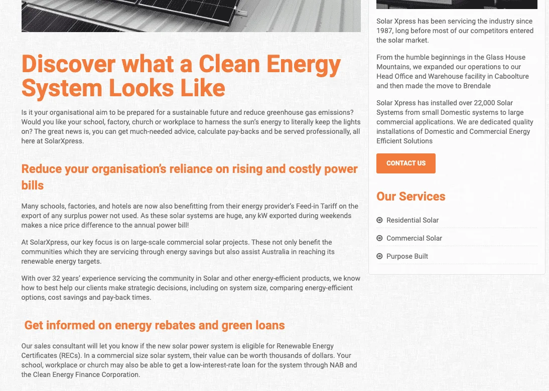 solar web copywriting