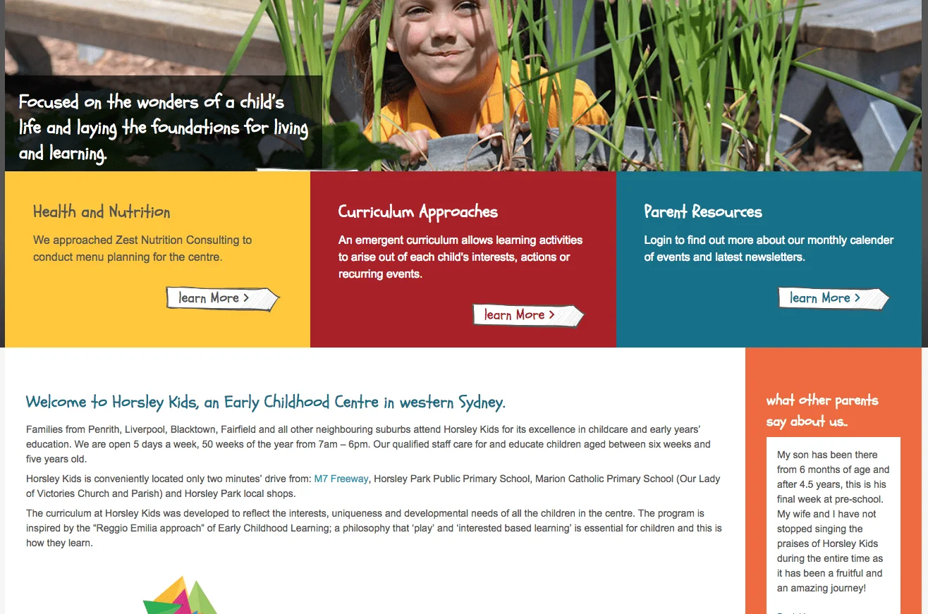 Childcare copywriting sample